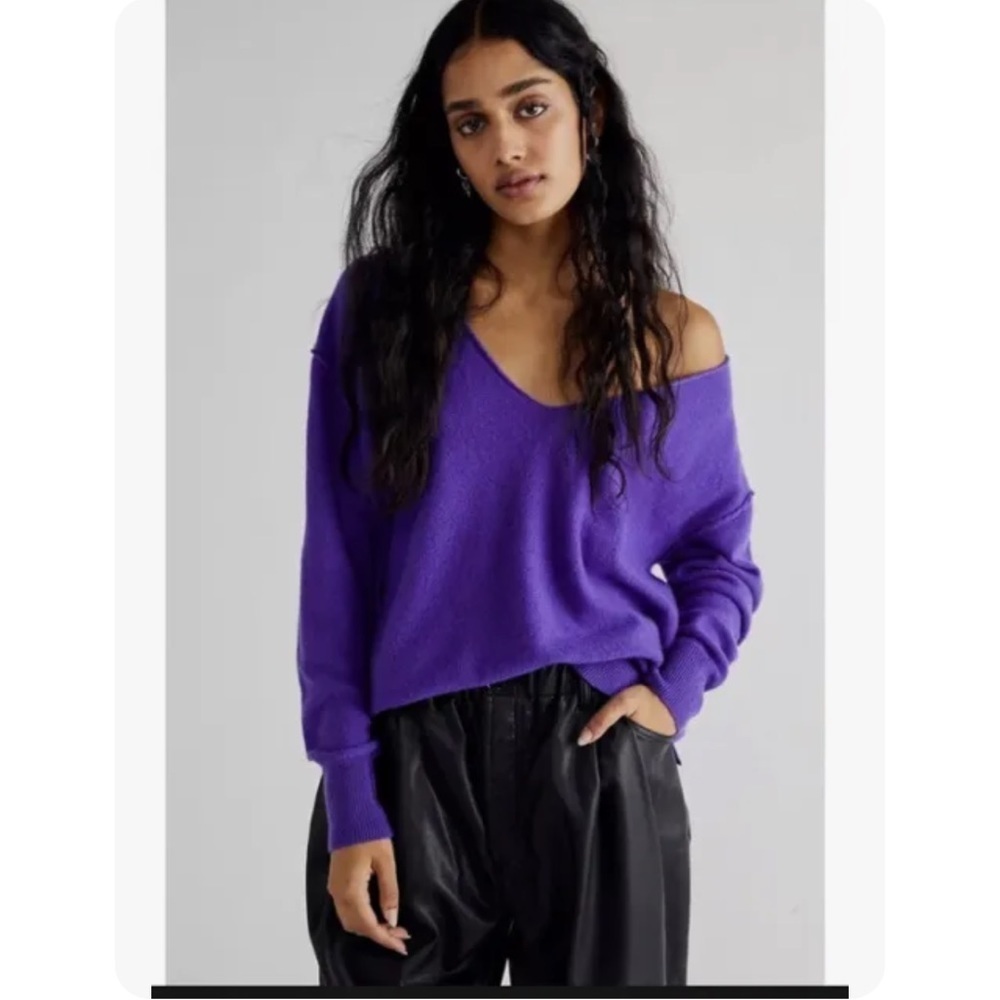 NWT Free People Harmony Cashmere Sweater in Prism Violet Purple Boxy